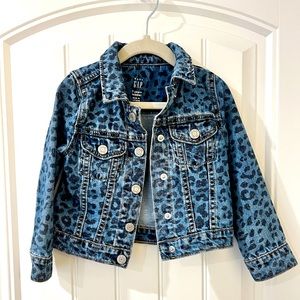 Toddler girl GAP leopard denim jacket
